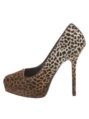 Gucci Brown and Cream Leopard-Print Platform Pump